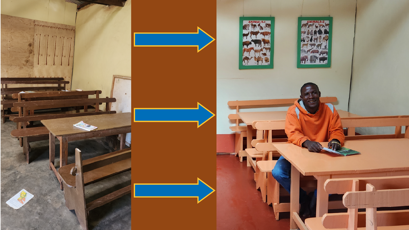 An image of the old classroom, next to the new classroom.